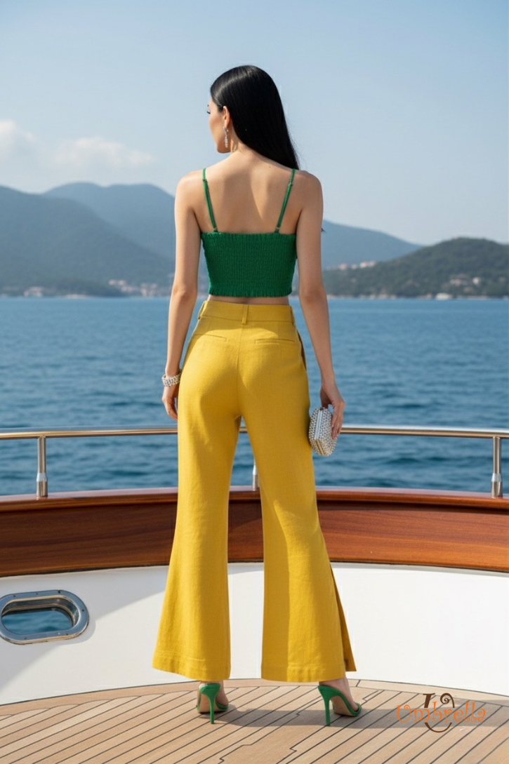  Quần Linen nhiều nút bấm trước 