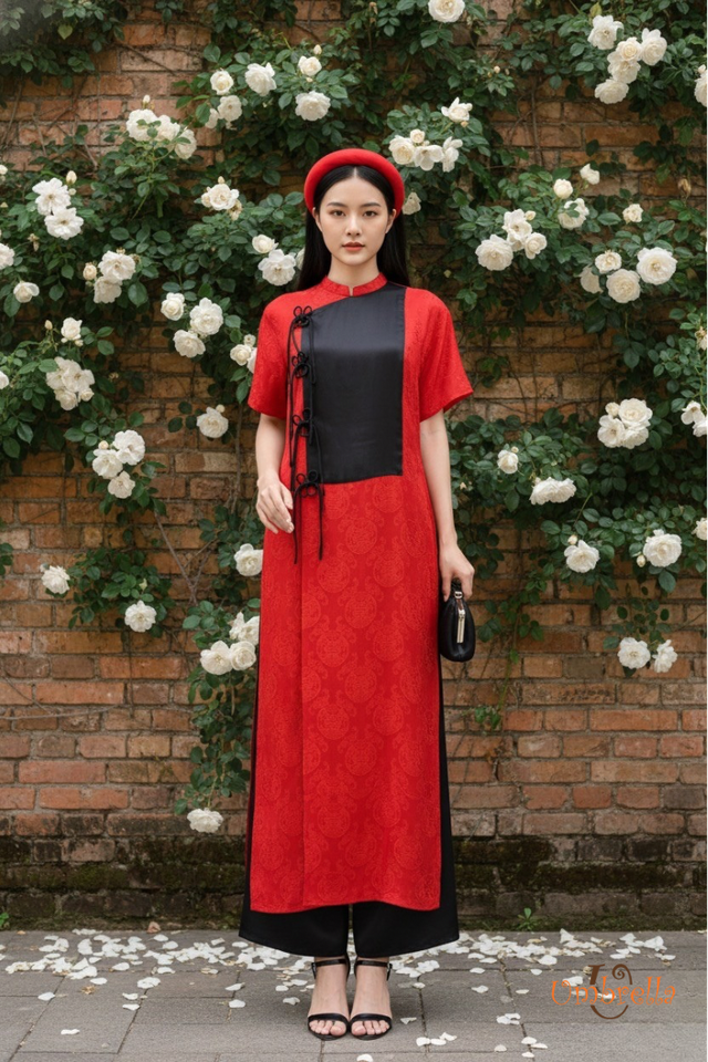  Áo dài Lụa đắp thân trước nơ 