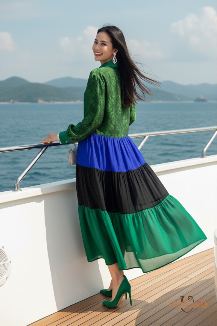  Đầm sơ mi Lụa suông 3 tầng 