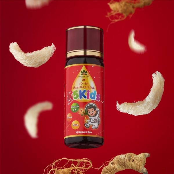  Tổ yến Sâm Ngọc Linh K5 Kids vị Nguyên bản 5 hũ/Lốc 