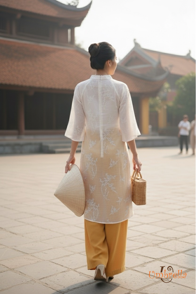  Áo dài Linen cách tân thêu 