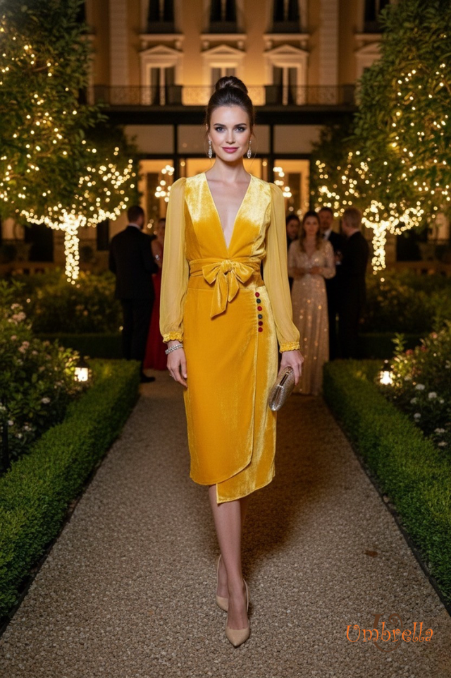  Áo nhung V ngực nơ eo 