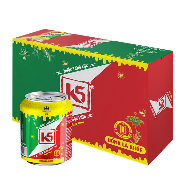  Thùng 24 Lon TPBS nước tăng lực Sâm Ngọc Linh K5 - Vị mật ong 