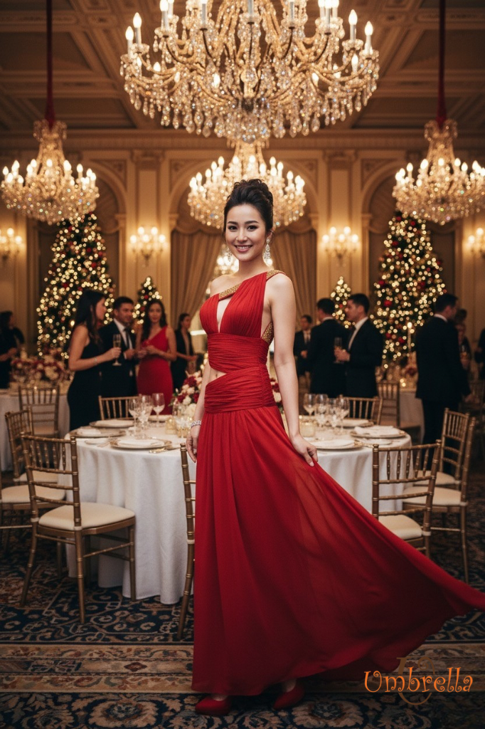  Đầm dài hở xéo hông 