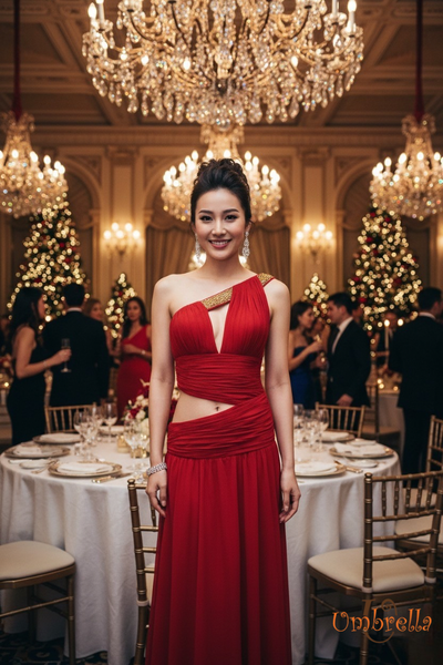  Đầm dài hở xéo hông 