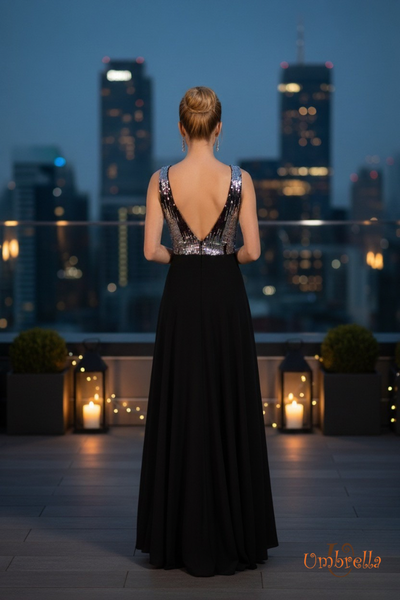  Đầm dài vintage cổ V 