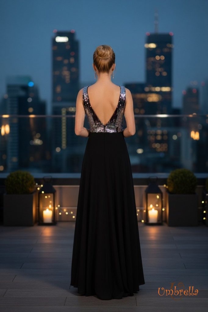  Đầm dài vintage cổ V 