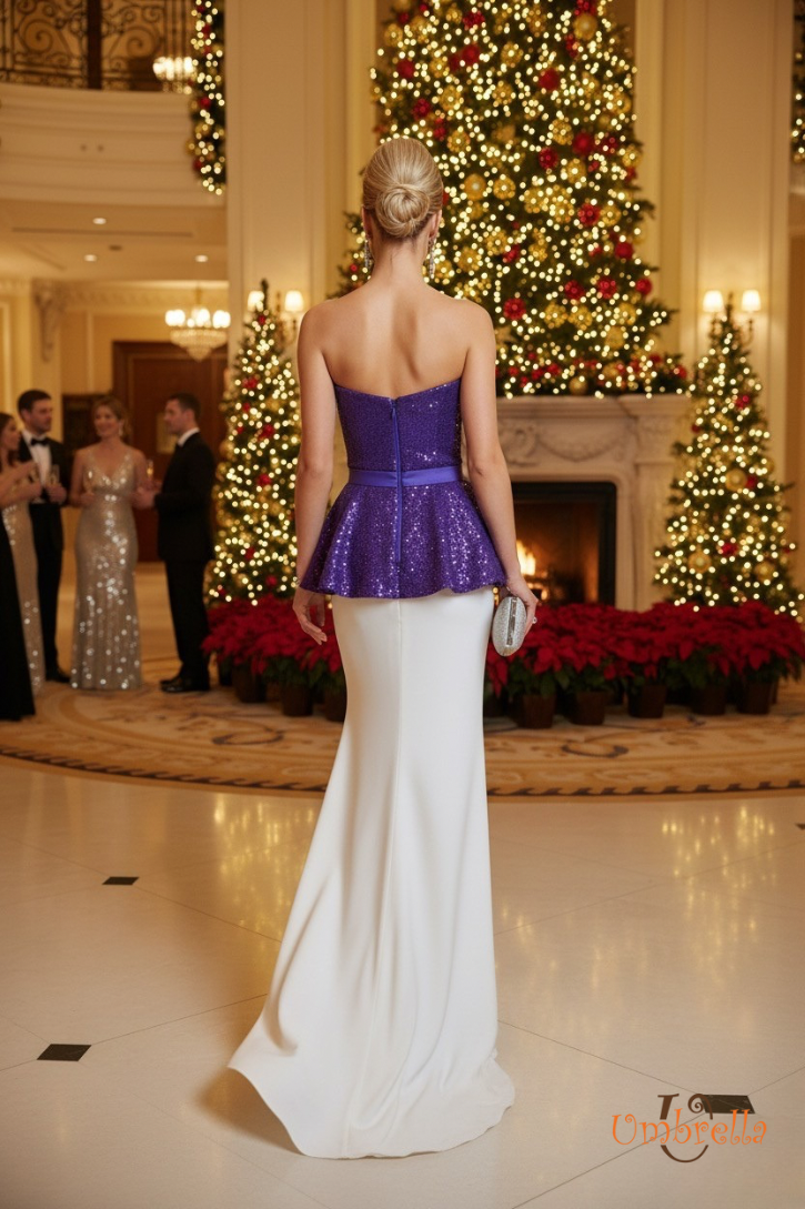  Đầm dài peplum ống 