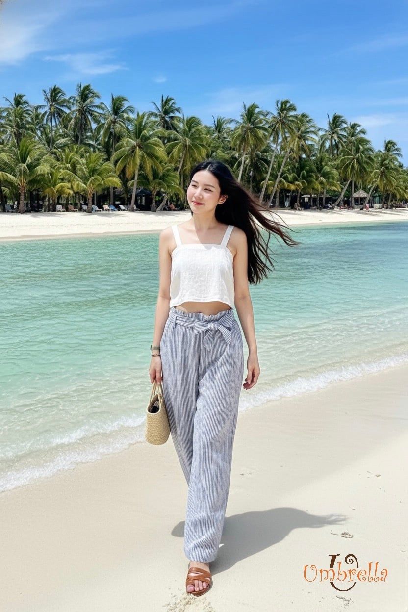  Quần Linen lưng nhún cao 