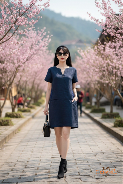  Đầm Linen suông crochet 