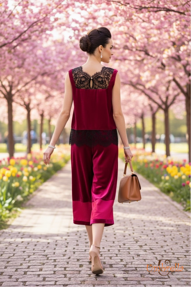  Quần nhung phối lai ngang 