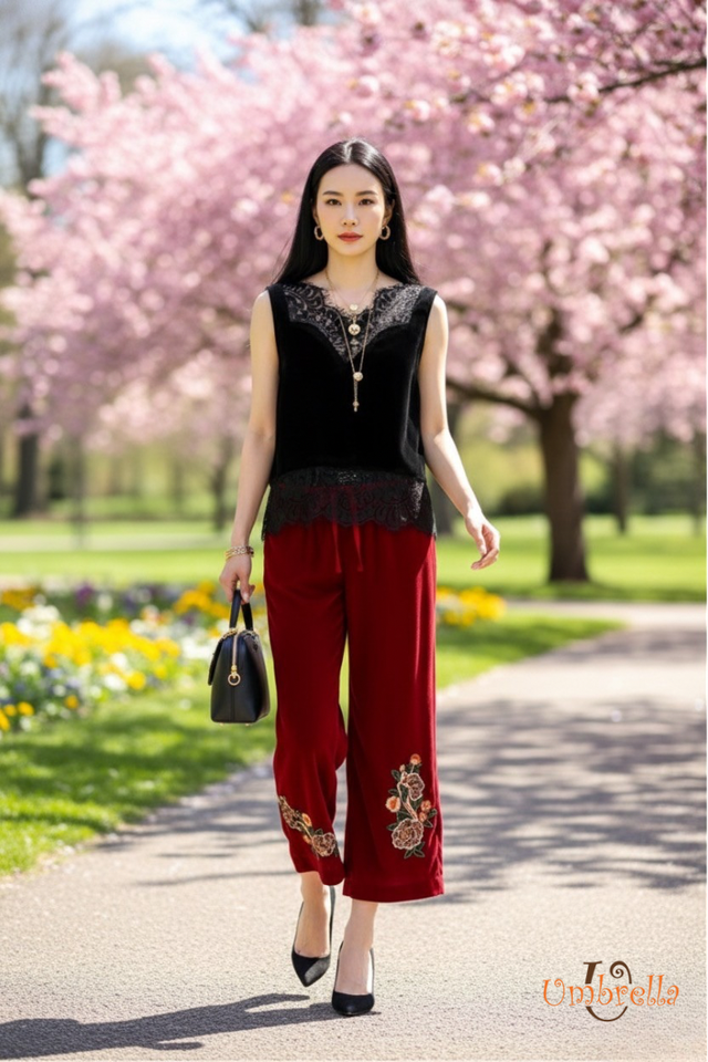  Áo nhung phối ren 