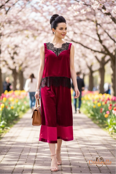  Quần nhung phối lai ngang 