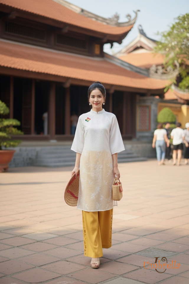  Áo dài Linen cách tân thêu 