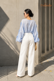  Áo Linen tay thắt nhiều nơ 