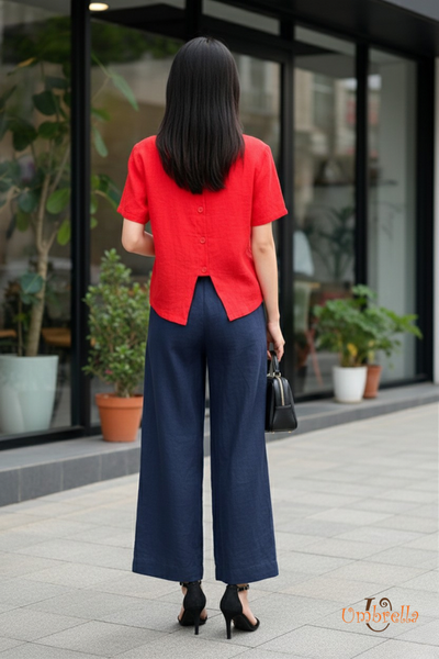  Áo nút sau thêu có tay 