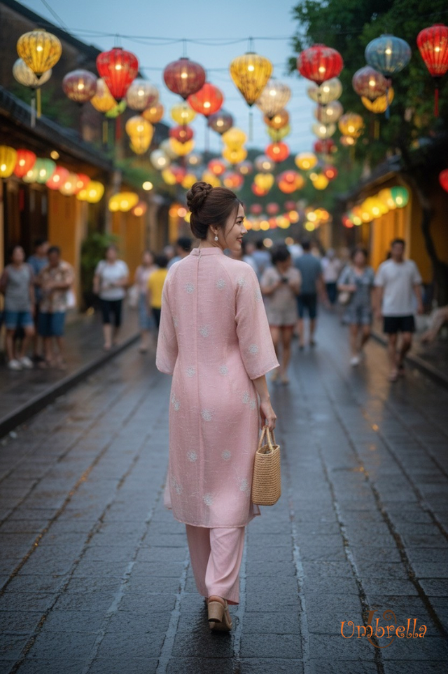  Áo dài Linen cách tân thêu 