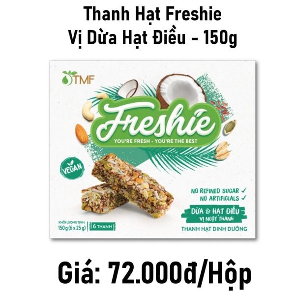  Thanh hạt Freshie vị dừa hạt điều - 150g 