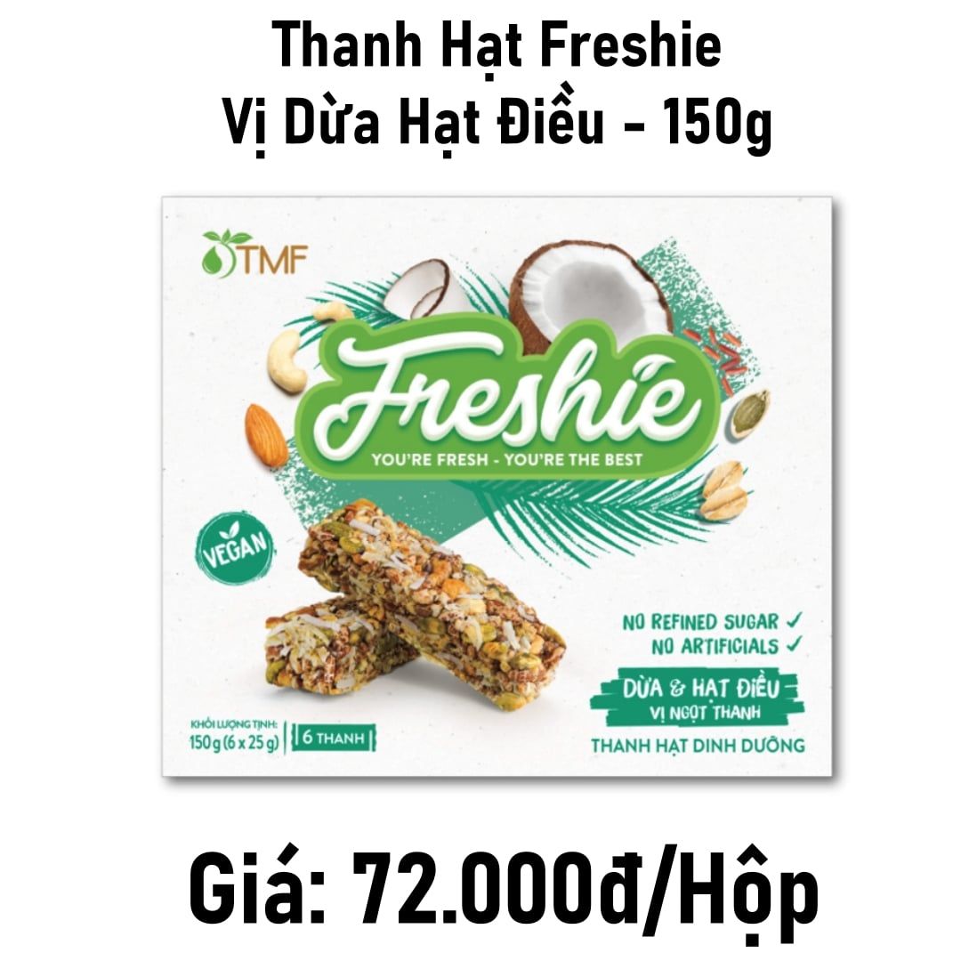  Thanh hạt Freshie vị dừa hạt điều - 150g 