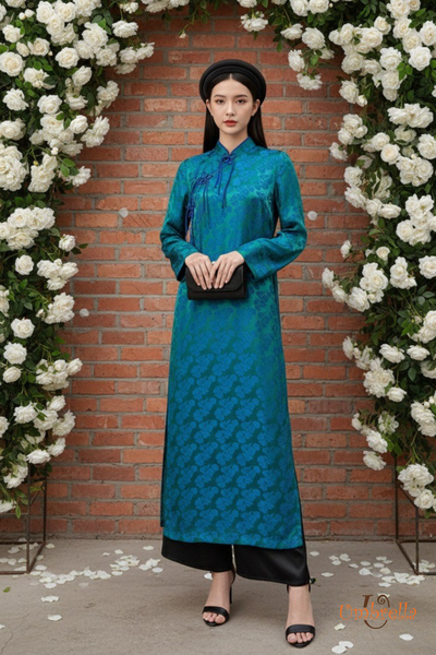  Áo dài Lụa suôn thắt nơ cổ trụ 