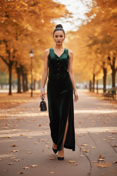  Quần dài nhung xẻ lai 