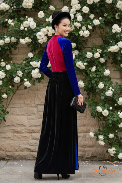  Áo dài nút trước 