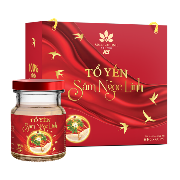  Tổ yến Sâm Ngọc Linh 60ml - 6 hũ/hộp 