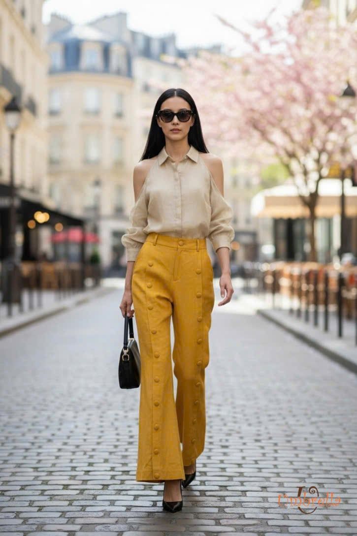  Áo sơ mi hở vai tay 