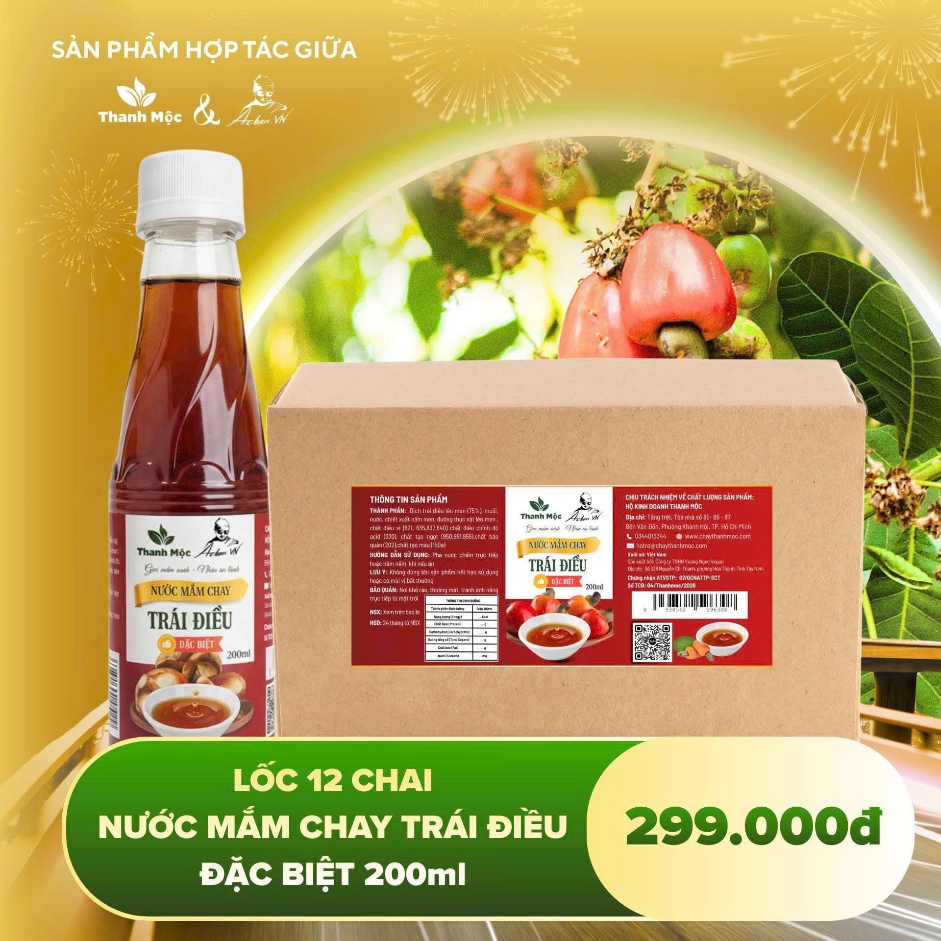  12 Chai nước mắm chay trái điều - 200ml 