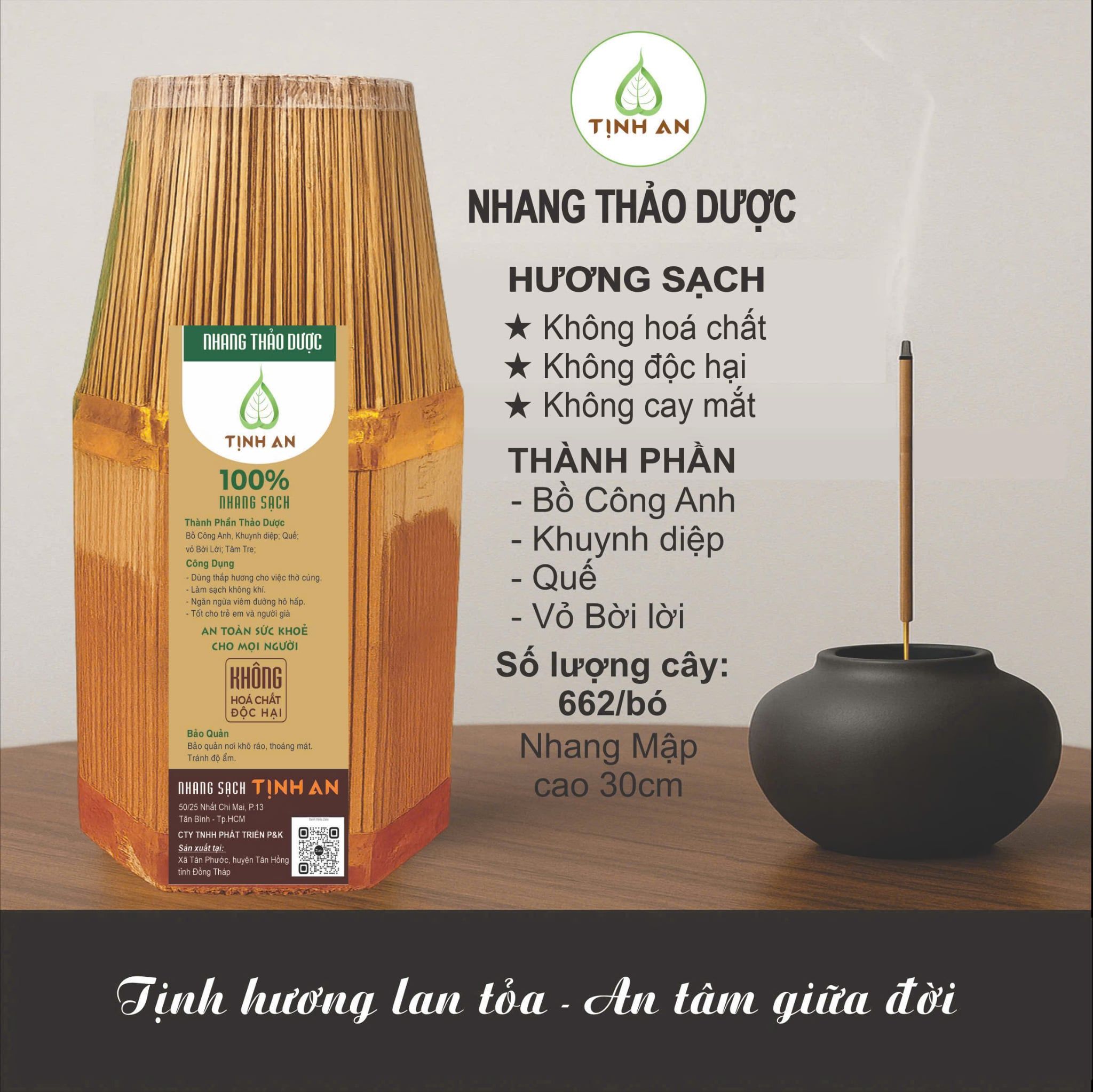  Nhang sạch tịnh an bó cao 30cm - 662 cây 