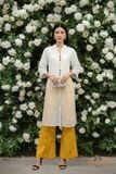 Áo dài Linen xẻ 3 tà thêu 