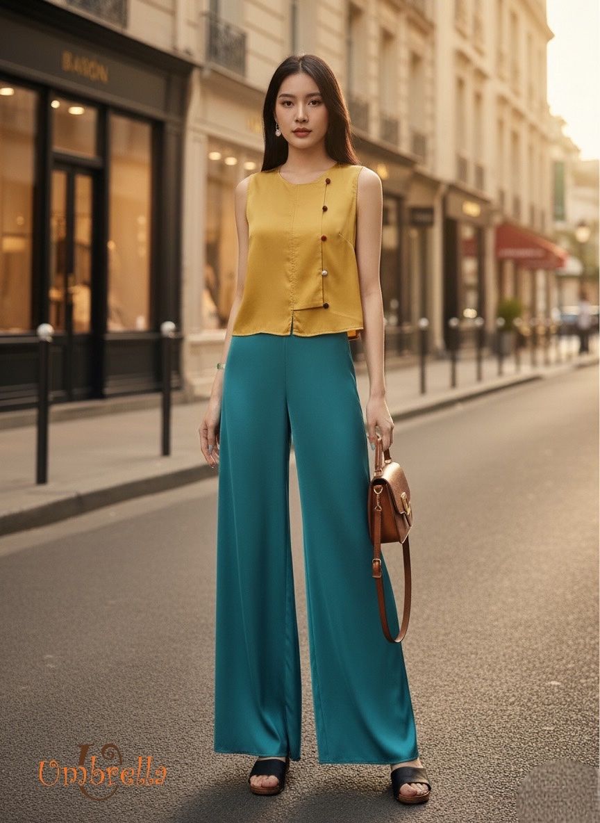  Áo lụa nút đắp 1 bên 