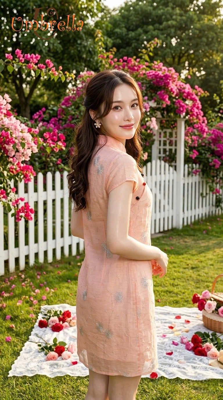  Đầm Linen cổ áo dài dáng A 