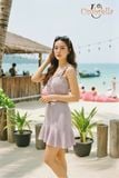  Đầm Linen 2 dây Ziczac sau 