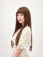 Tóc giả nguyên đầu - Dài thẳng - Mái ngang - Nâu socola - MS1003