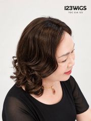 Mái phủ đỉnh tóc thật trung niên - Xoăn đuôi - MS1011