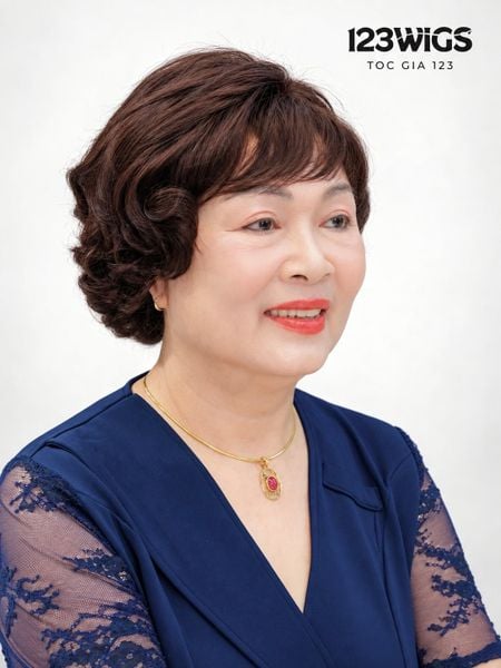 Tóc giả nguyên đầu trung niên - Xoăn ngắn - MS1013