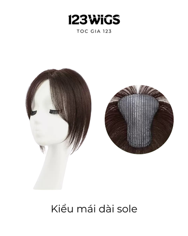 Tóc mái lưới dán (không kẹp) 80% TÓC THẬT - Mái xéo - Mái ngang thưa 11215