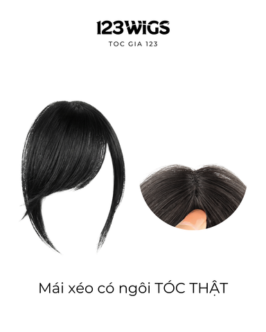 Mái xéo có ngôi tóc thật