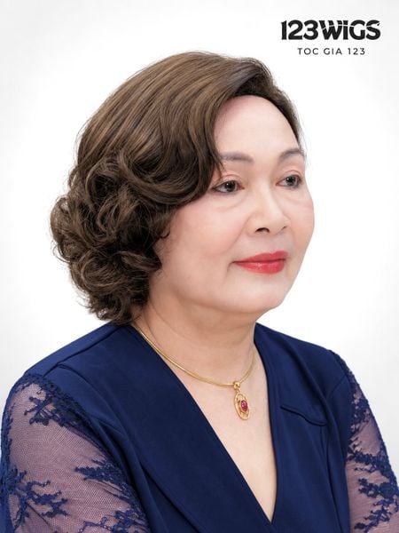Tóc giả nguyên đầu trung niên - Xoăn ngắn - MS1012