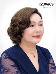 Tóc giả nguyên đầu trung niên - Xoăn ngắn - Nâu khói - MS1012