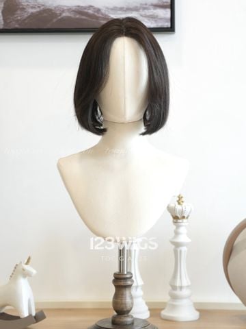 Tóc ngắn bob siêu da LACE - Mái bay dài - Màu đen 31252