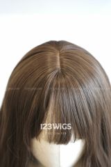Tóc giả nguyên đầu - Xoăn gợn sóng - Mái ngang - Nâu mocha - 51253