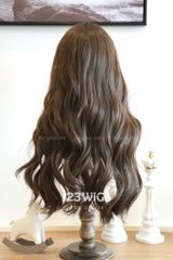 Tóc giả nguyên đầu - Xoăn gợn sóng - Mái ngang - Nâu mocha - 51253