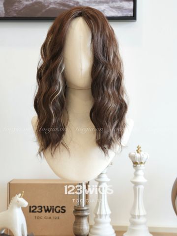 Bộ tóc giả nguyên đầu - Sóng lơi highlight - Mái bay - Màu nâu socola 41255