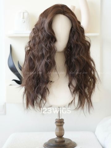Tóc xoăn rối phồng - siêu da LACE - Mái bay - Màu nâu hạt dẻ 51260