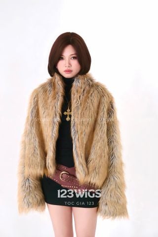 Tóc thật bob ngắn cúp ôm mặt - Nâu đỏ 21211