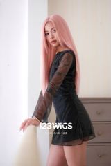 Bộ tóc giả nguyên đầu siêu da lưới Lace mái bay - Dài ngang lưng - Thẳng tự nhiên - Màu Hồng Khói - SL1012