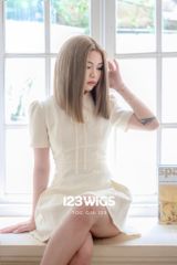 Tóc giả nguyên đầu siêu da lưới Lace - Ngang thẳng chạm vai - Màu trà sữa SL1040