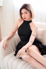 Tóc bob ngắn siêu da LACE - Hai mái dài - Vàng tây chân đen 31237